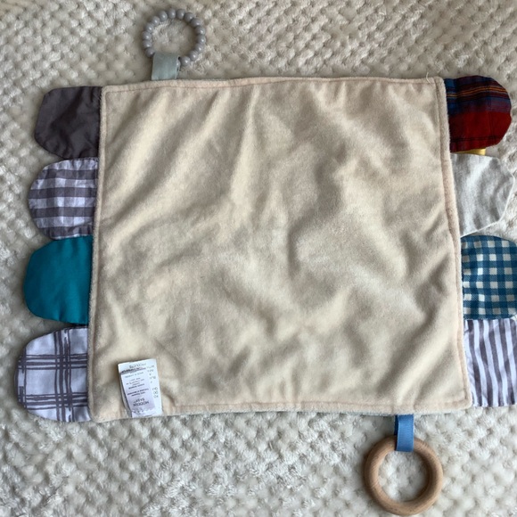 Modern Baby Corduroy Elephant Lovey Crinkle and Teething Rings Security Blanket - Picture 5 of 8